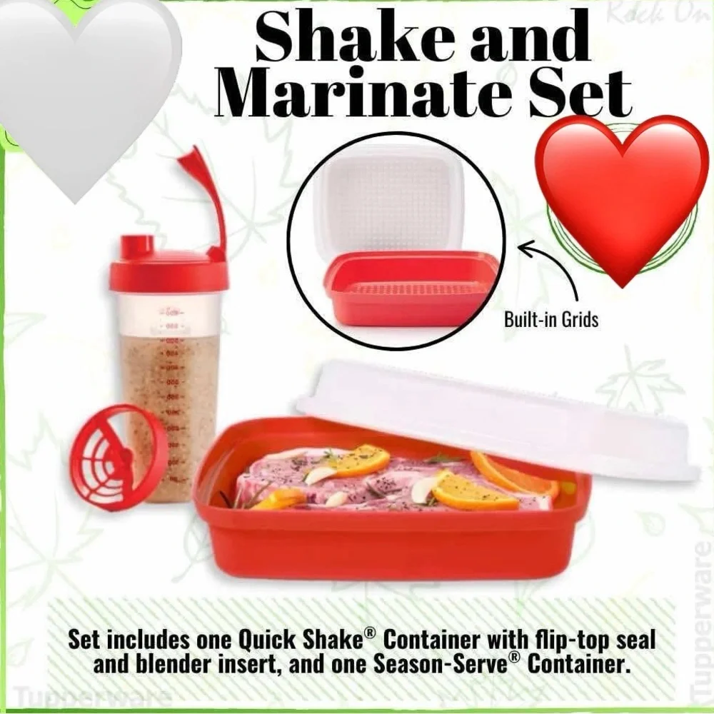 Tupperware Shake and Marinate Set in Red